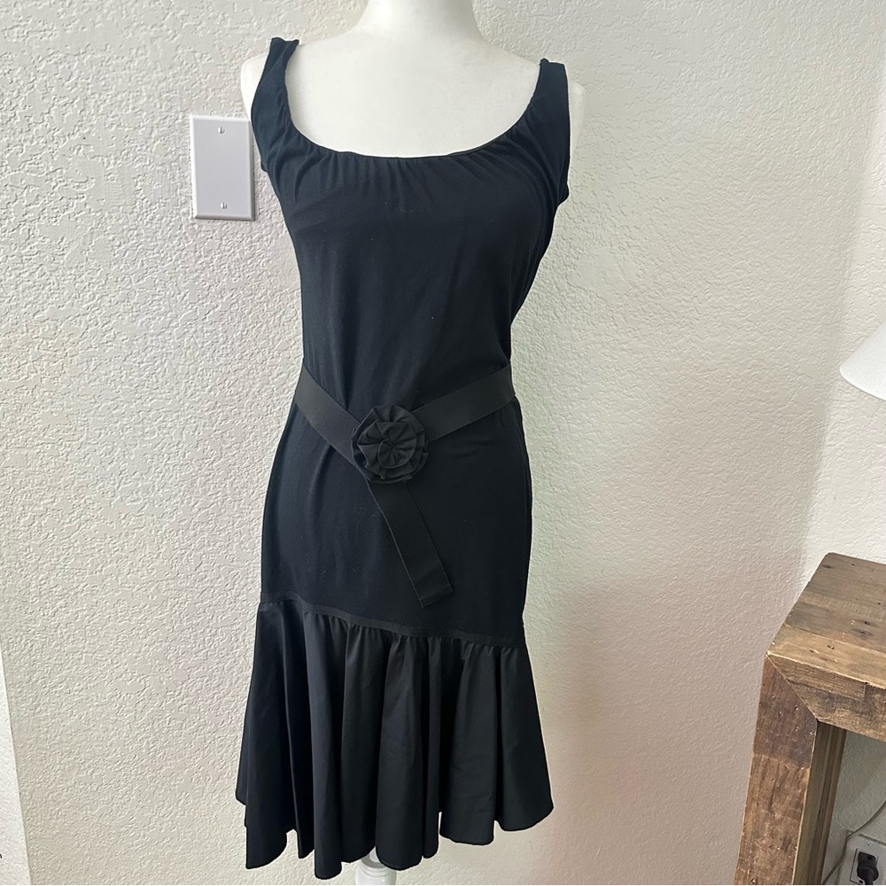Moschino black dress with flower belt